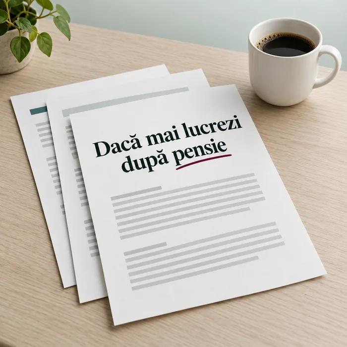 Dacă mai lucrezi după pensie: trei foi lângă o cană de cafea