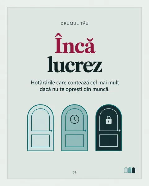 Pagina de început a drumului „Încă lucrez”